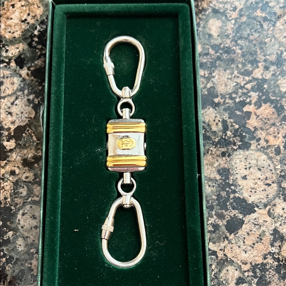 Gucci Silver and Gold Metal Keychain